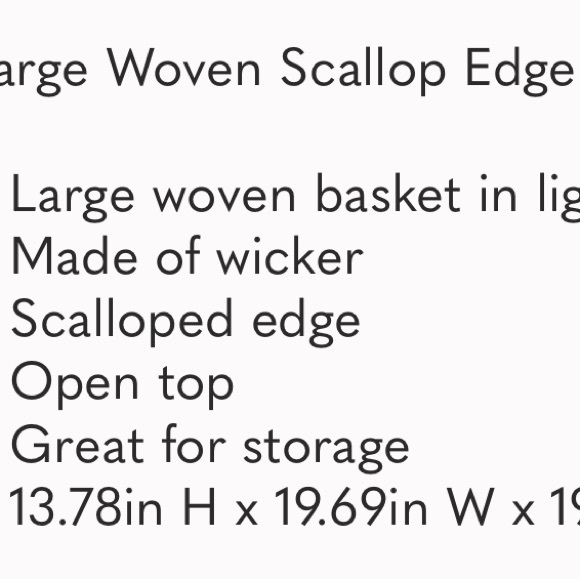 THRESHOLD NWT large woven scallop edge basket -13.87”X19.69wx19.69d - Picture 4 of 5